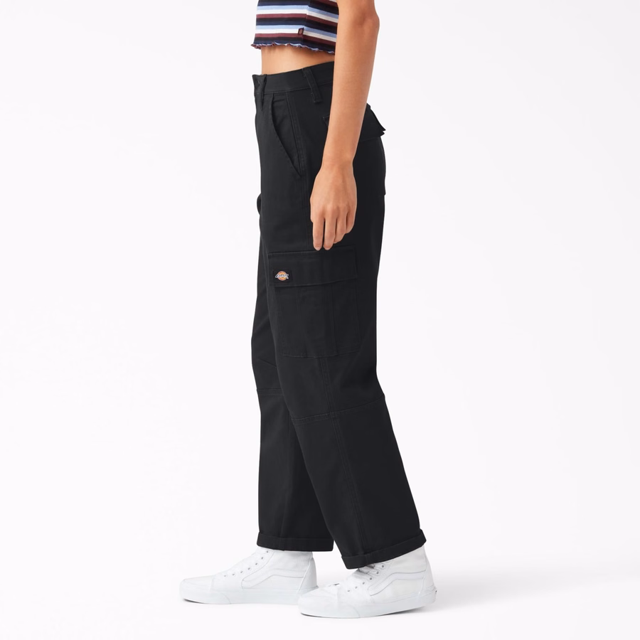 Pantaloni cargo crop cu croială relaxată pentru femei