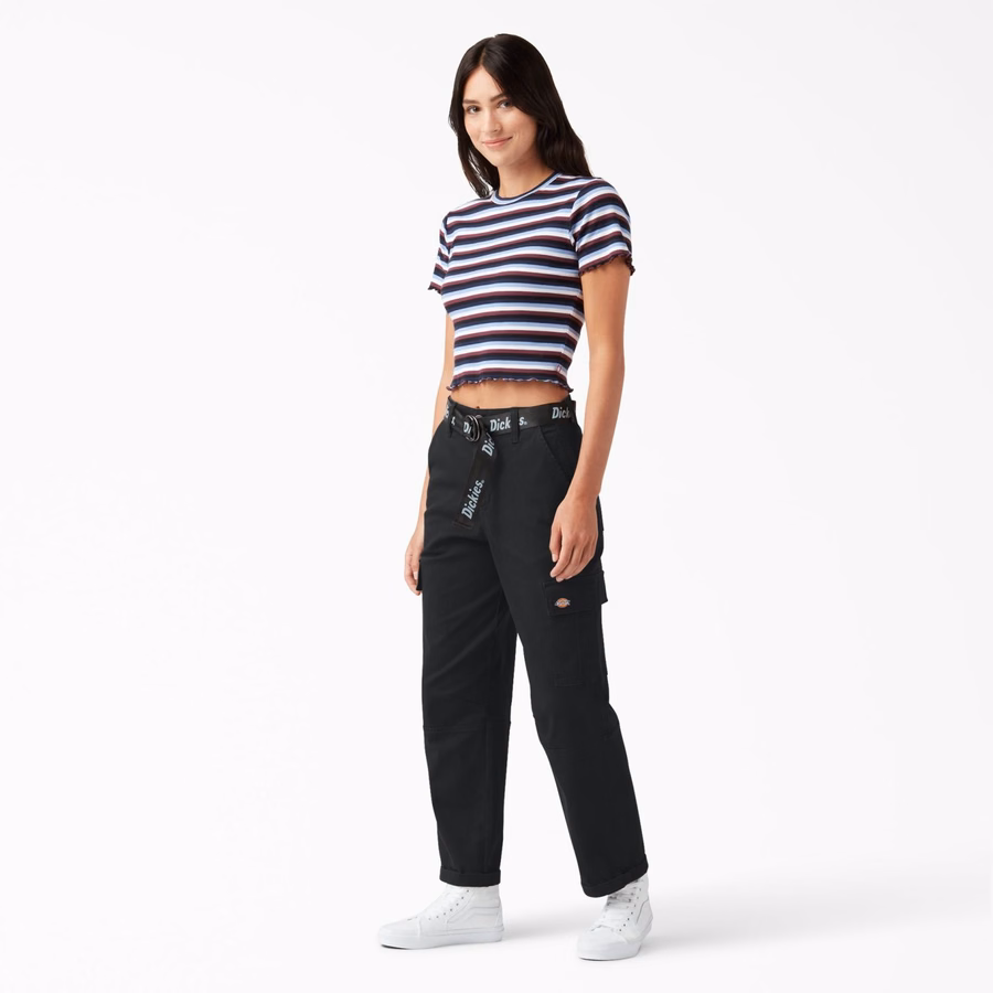 Pantaloni cargo crop cu croială relaxată pentru femei