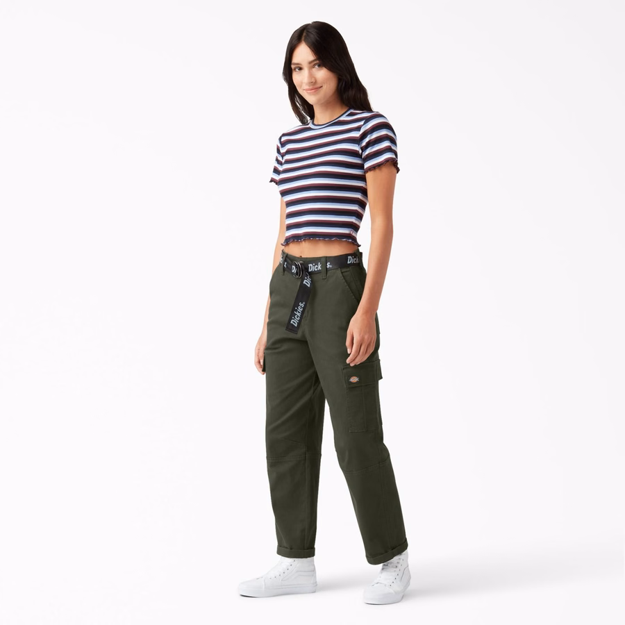 Pantaloni cargo crop cu croială relaxată pentru femei