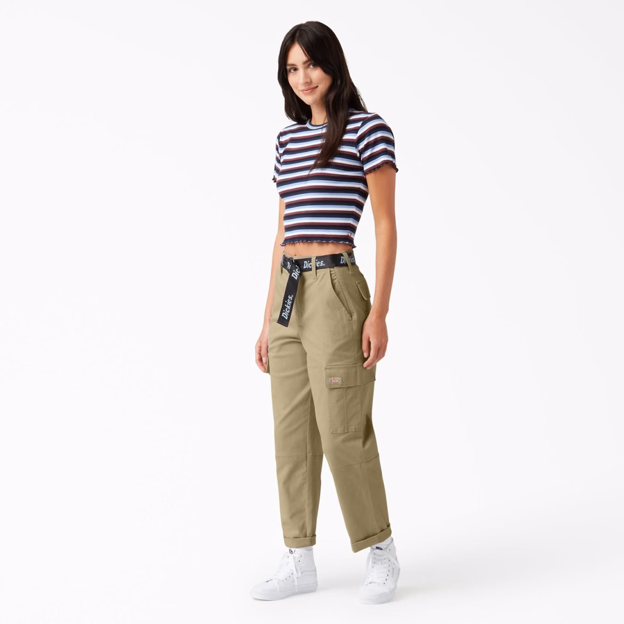 Pantaloni cargo crop cu croială relaxată pentru femei