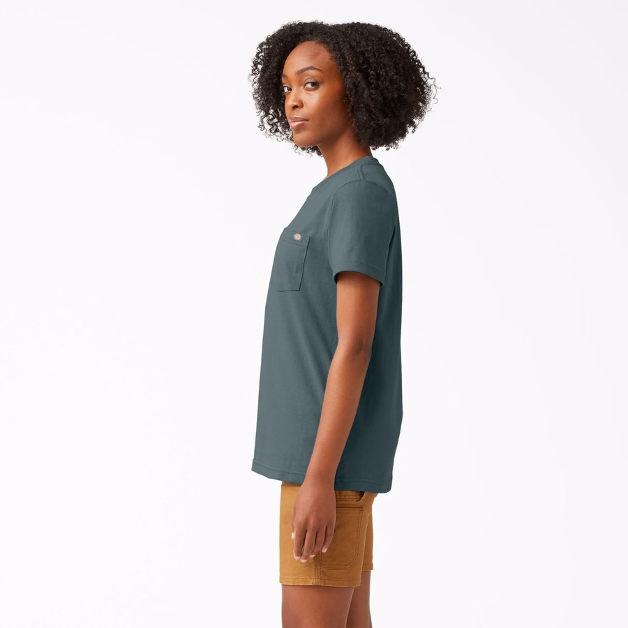 Tricou pentru femei cu mânecă scurtă și buzunar, greutate redusă