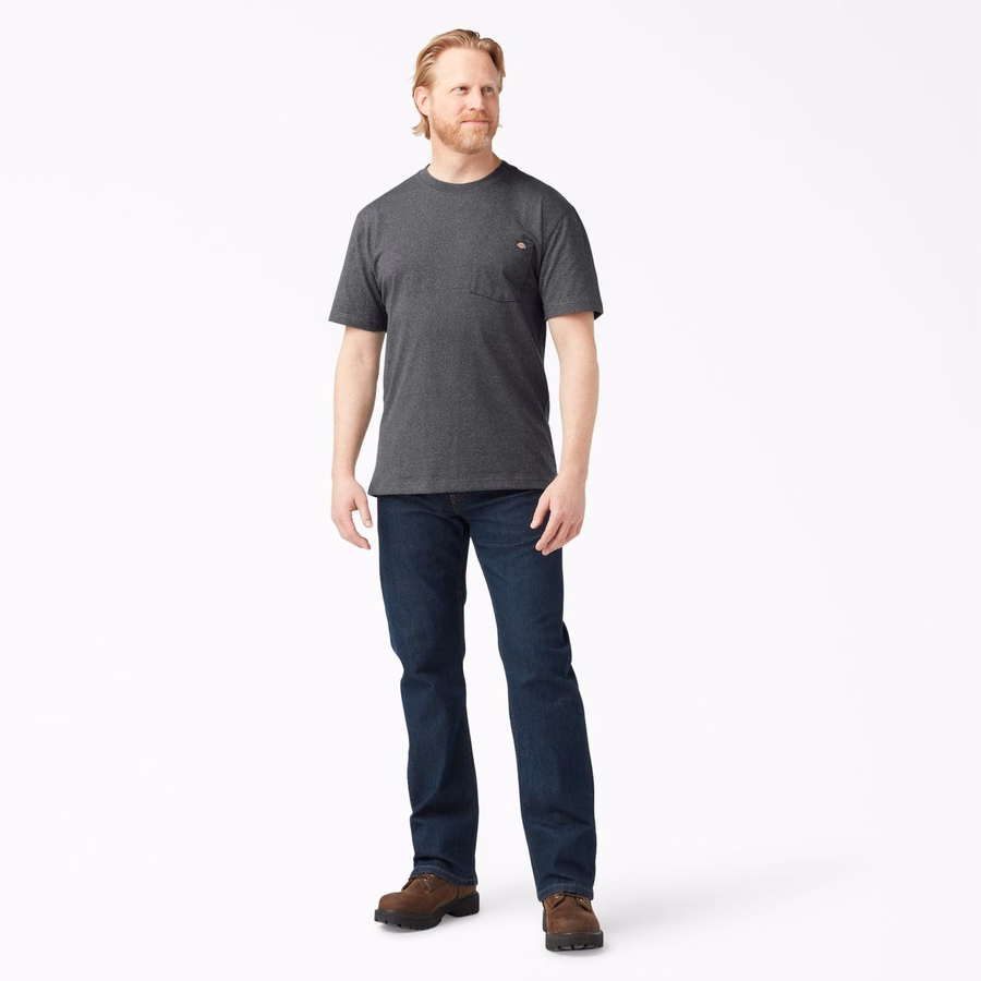 Tricou gros, cu mânecă scurtă și buzunar, stil knee