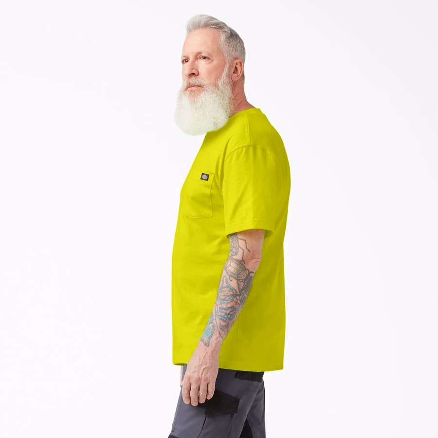 Tricou neon rezistent cu mânecă scurtă și buzunar