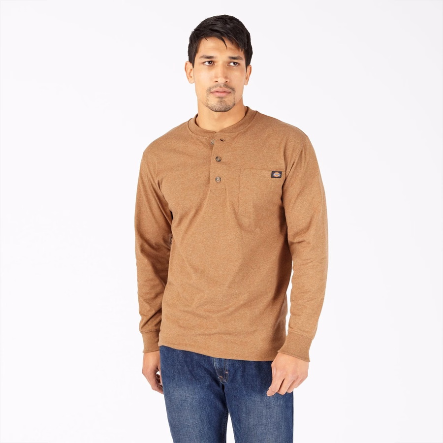 Tricou Henley cu mânecă lungă, gros și evazat, model chic