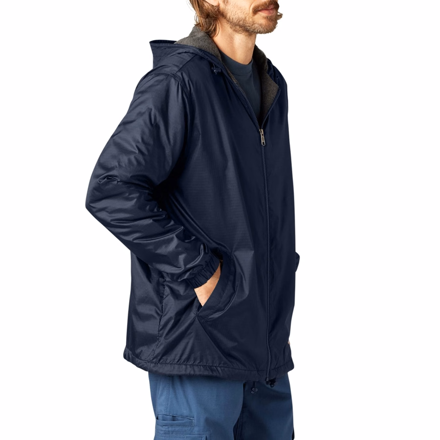 Jachetă cu glugă din nailon căptușită cu fleece