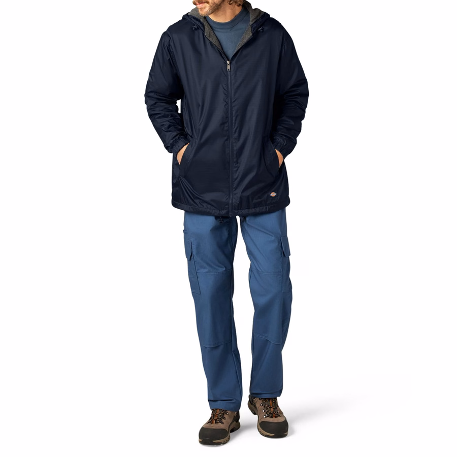 Jachetă cu glugă din nailon căptușită cu fleece