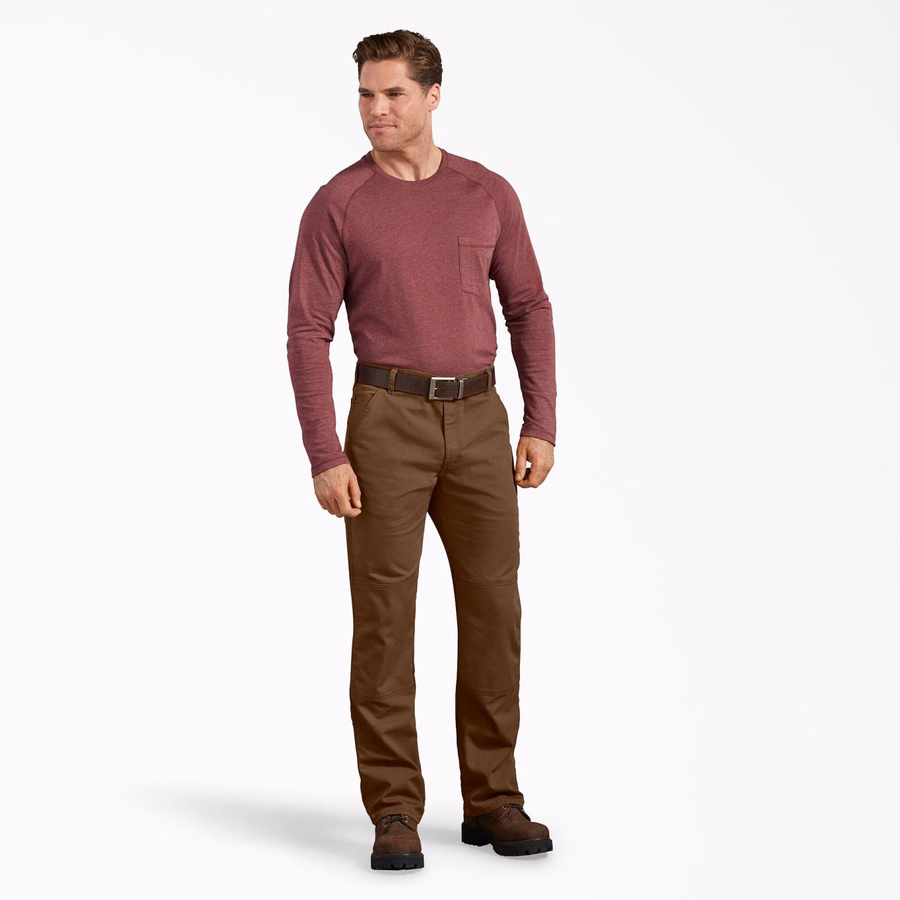 Pantaloni FLEX Regular Fit Duck cu croială dublă la genunchi