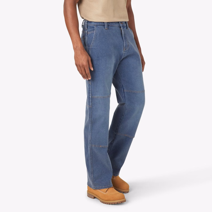 Blugi FLEX Relaxed Fit cu croială dublă la genunchi