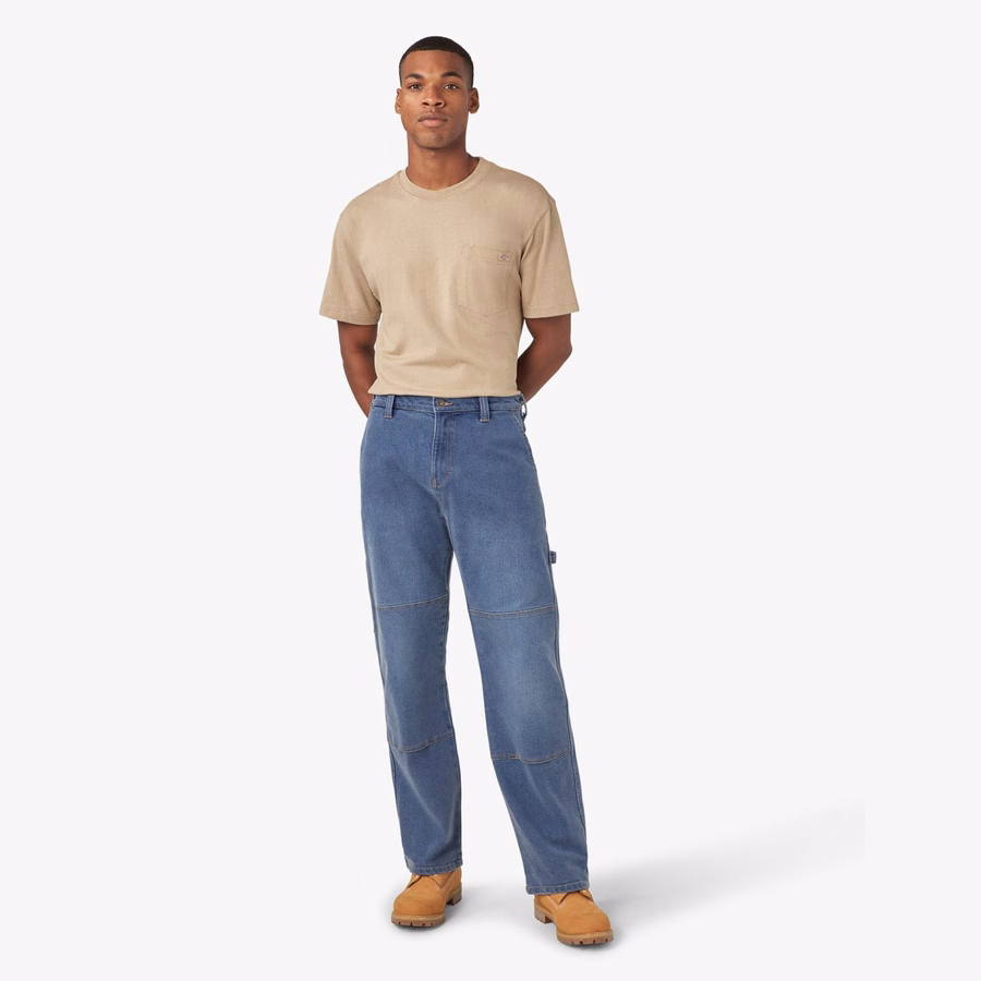 Blugi FLEX Relaxed Fit cu croială dublă la genunchi
