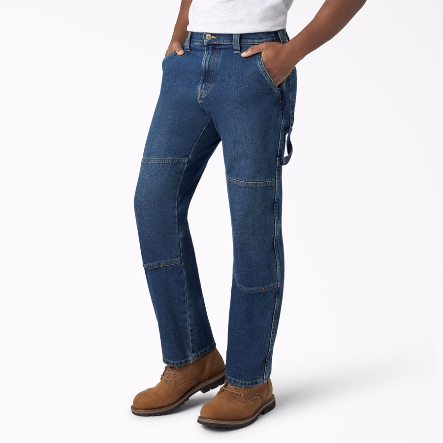 Blugi FLEX Relaxed Fit cu croială dublă la genunchi