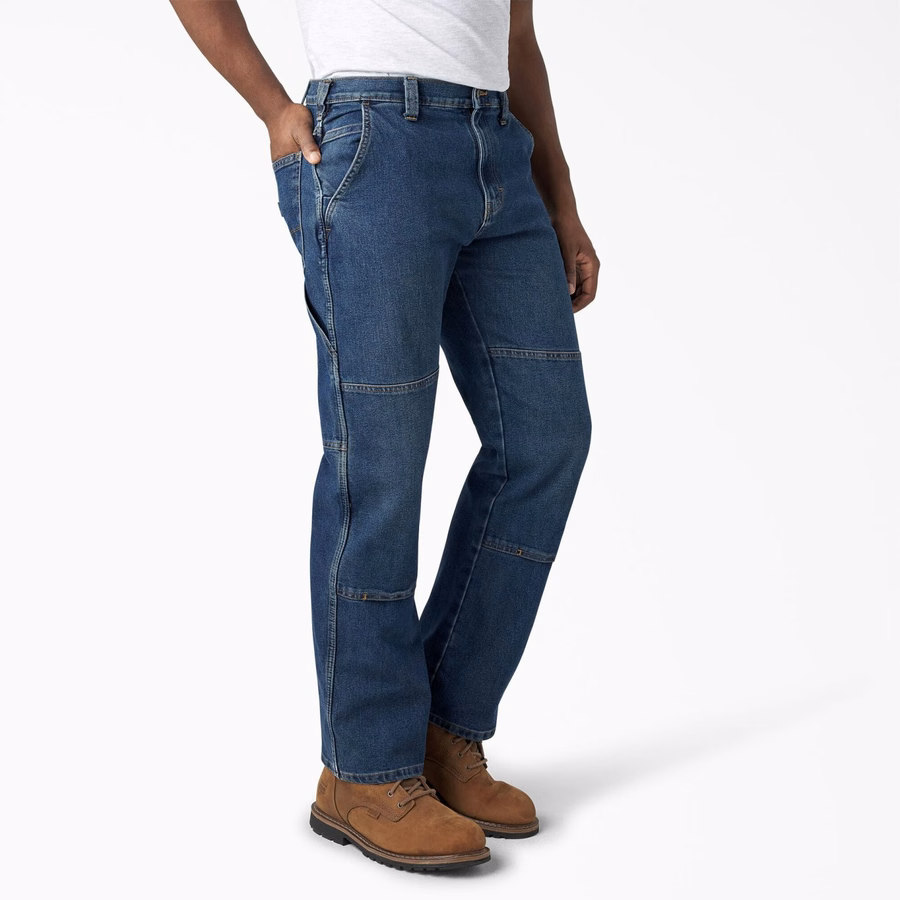 Blugi FLEX Relaxed Fit cu croială dublă la genunchi