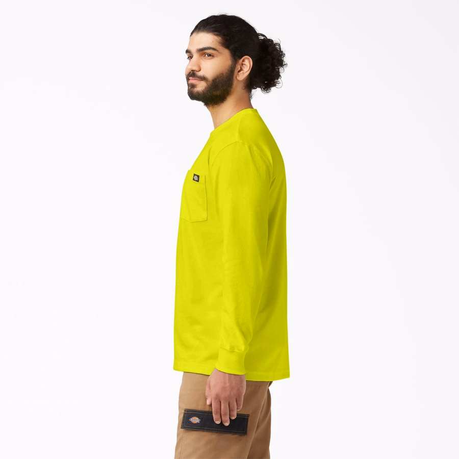 Tricou neon rezistent cu mânecă lungă și buzunar