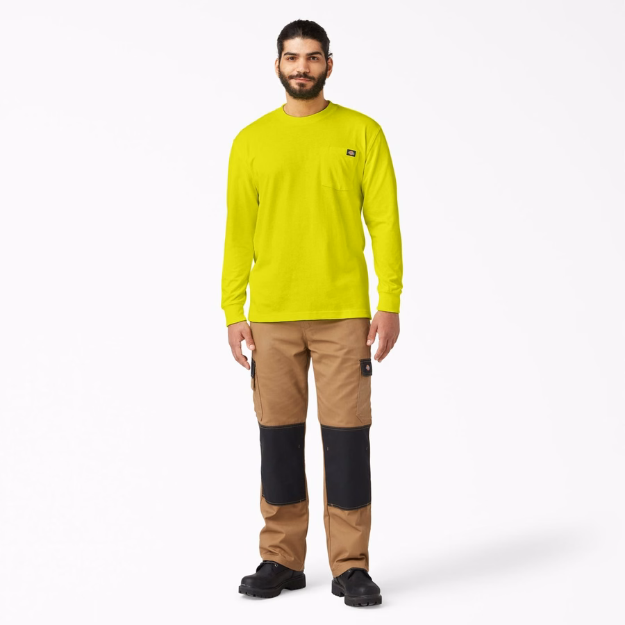 Tricou neon rezistent cu mânecă lungă și buzunar