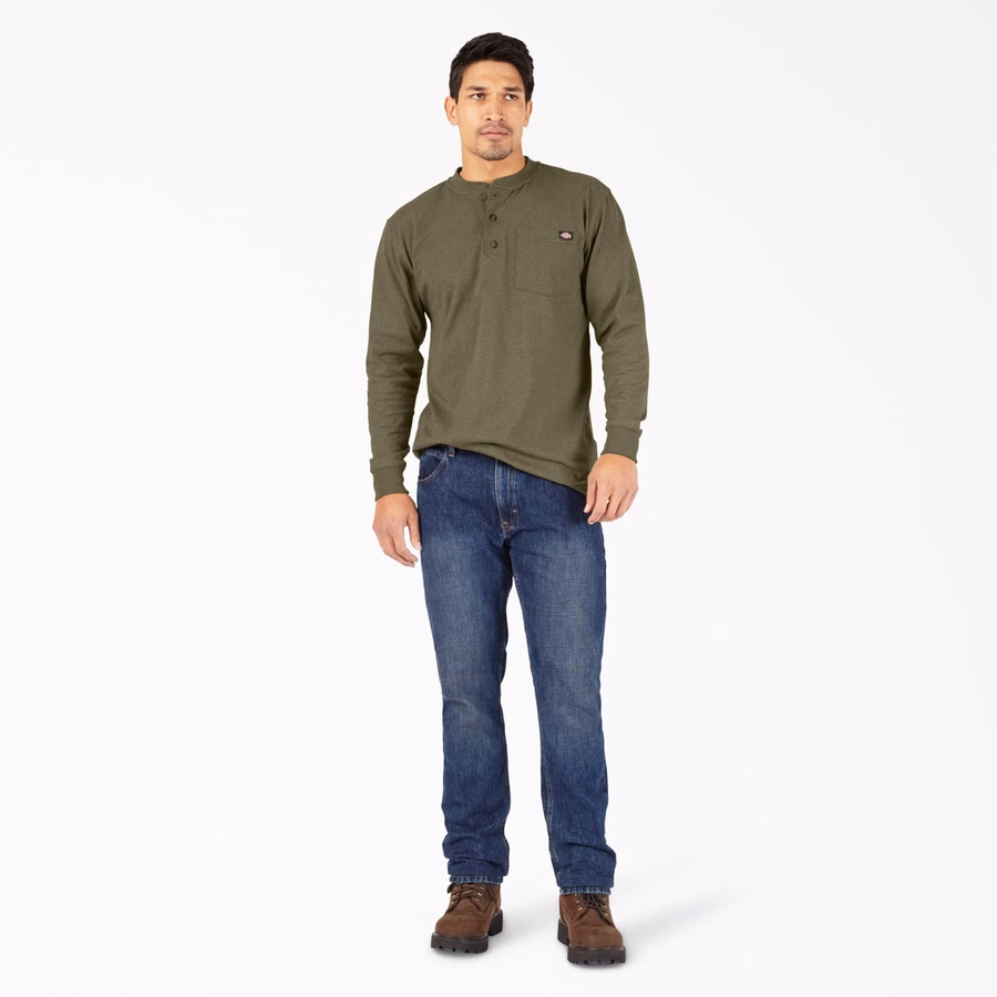 Tricou Henley cu mânecă lungă, gros și evazat, model chic