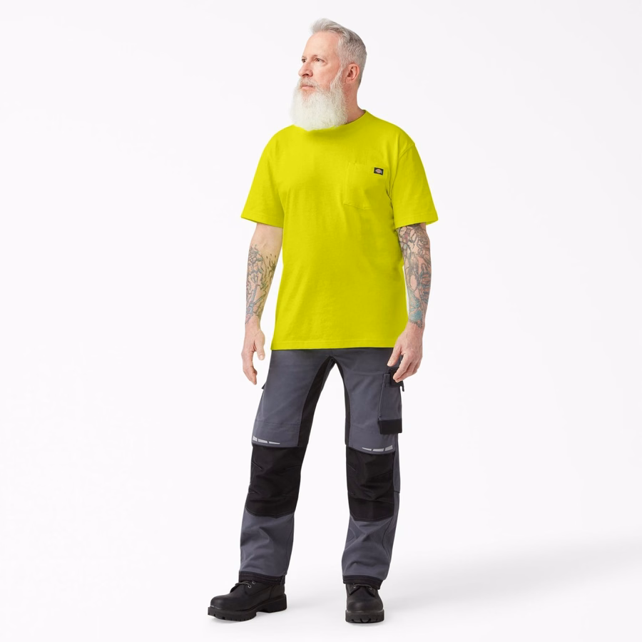 Tricou neon rezistent cu mânecă scurtă și buzunar