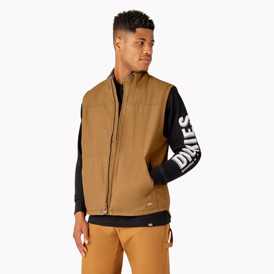 Vestă Duck Canvas cu fir lung și căptușită cu fleece