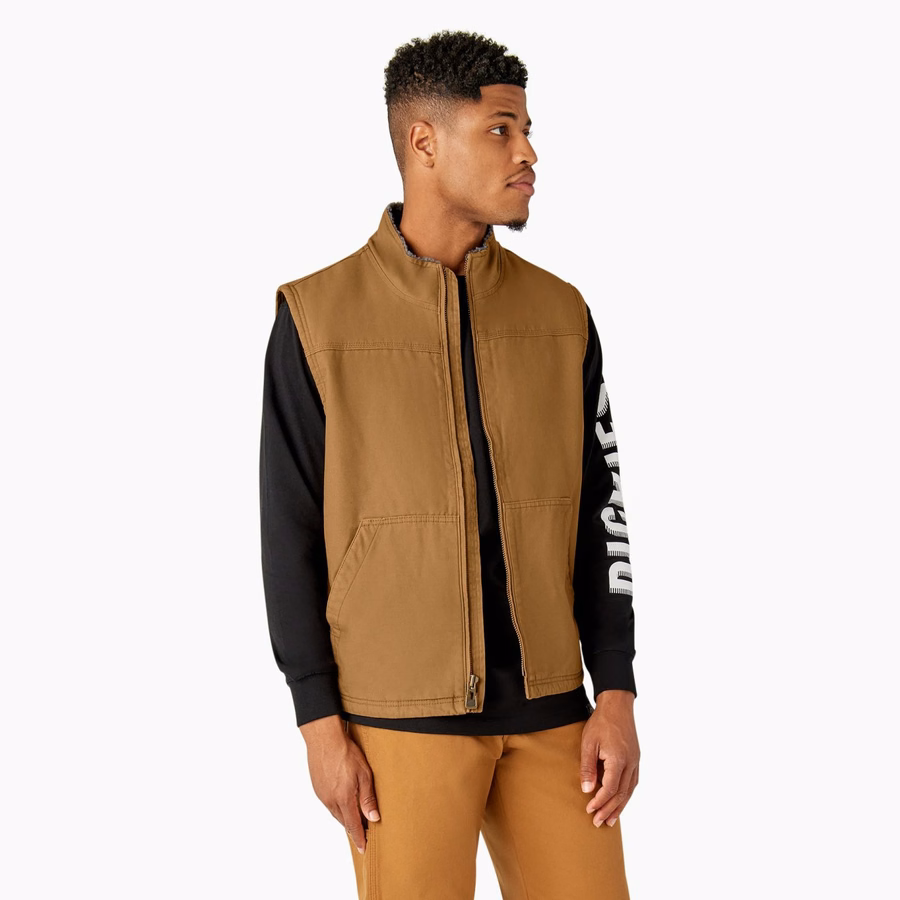 Vestă Duck Canvas cu fir lung și căptușită cu fleece