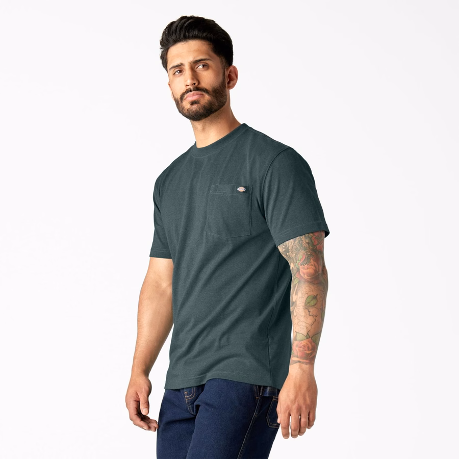Tricou gros, cu mânecă scurtă și buzunar, stil knee