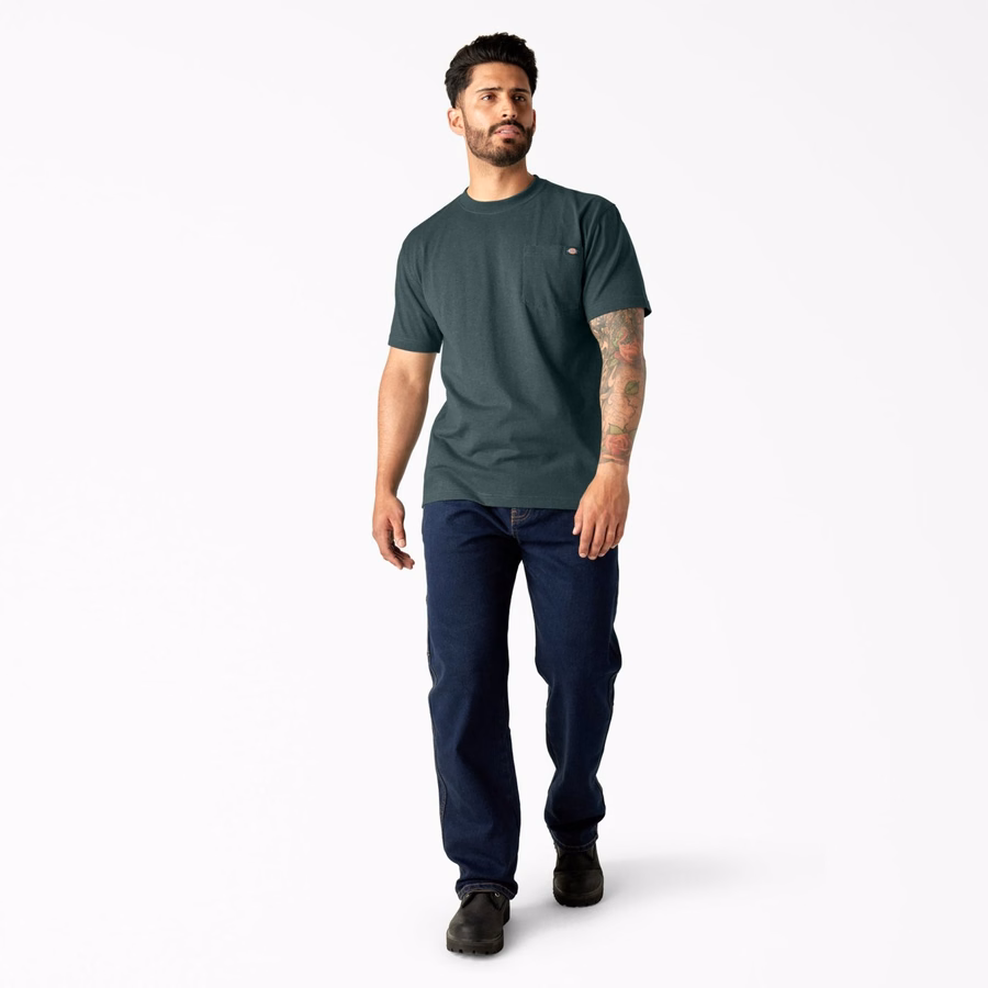 Tricou gros, cu mânecă scurtă și buzunar, stil knee