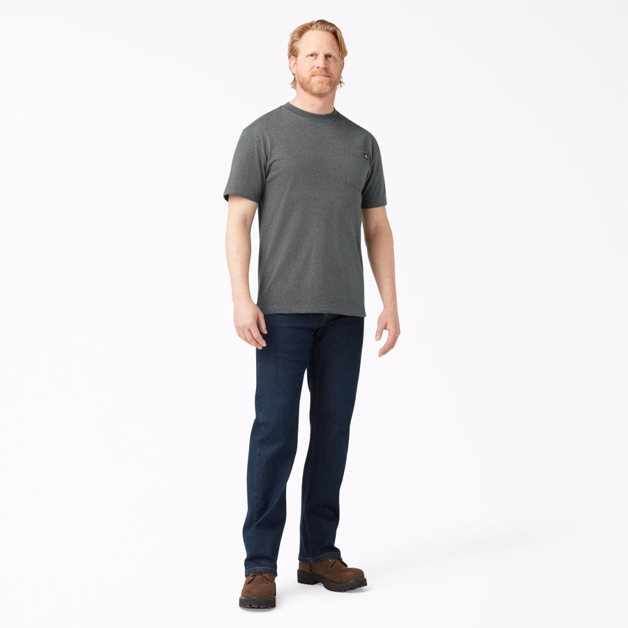 Tricou gros, cu mânecă scurtă și buzunar, stil knee