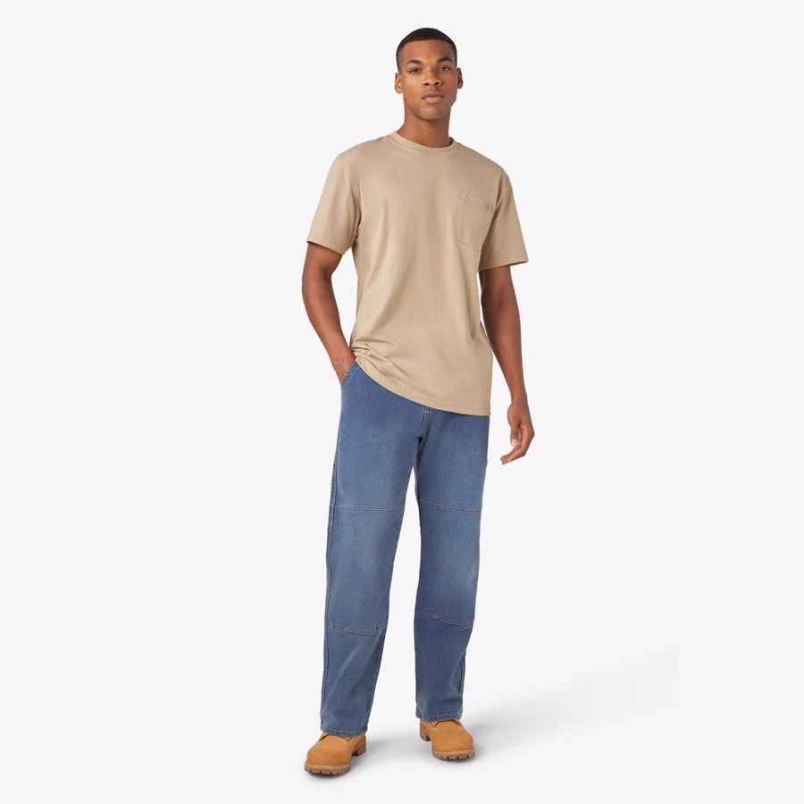 Tricou gros, cu mânecă scurtă și buzunar, stil knee