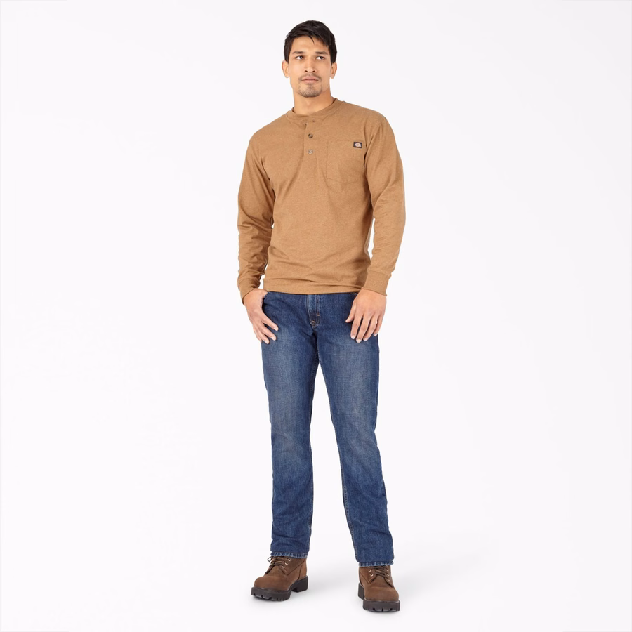 Tricou Henley cu mânecă lungă, gros și evazat, model chic