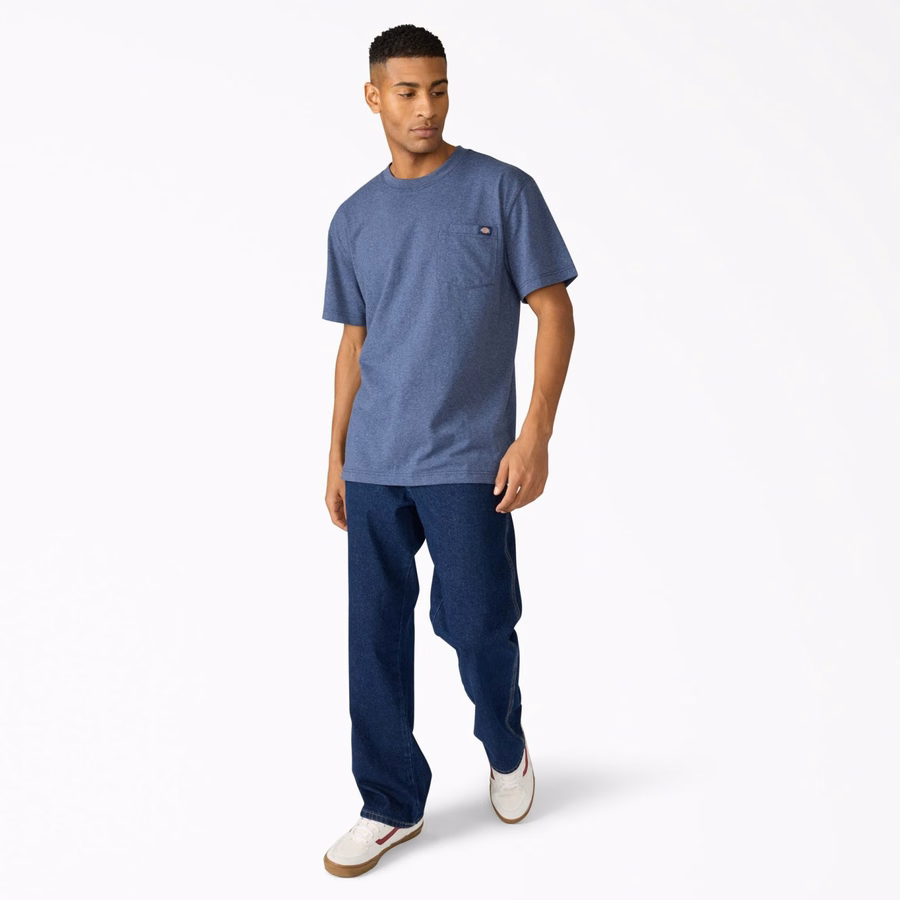 Tricou gros, cu mânecă scurtă și buzunar, stil knee