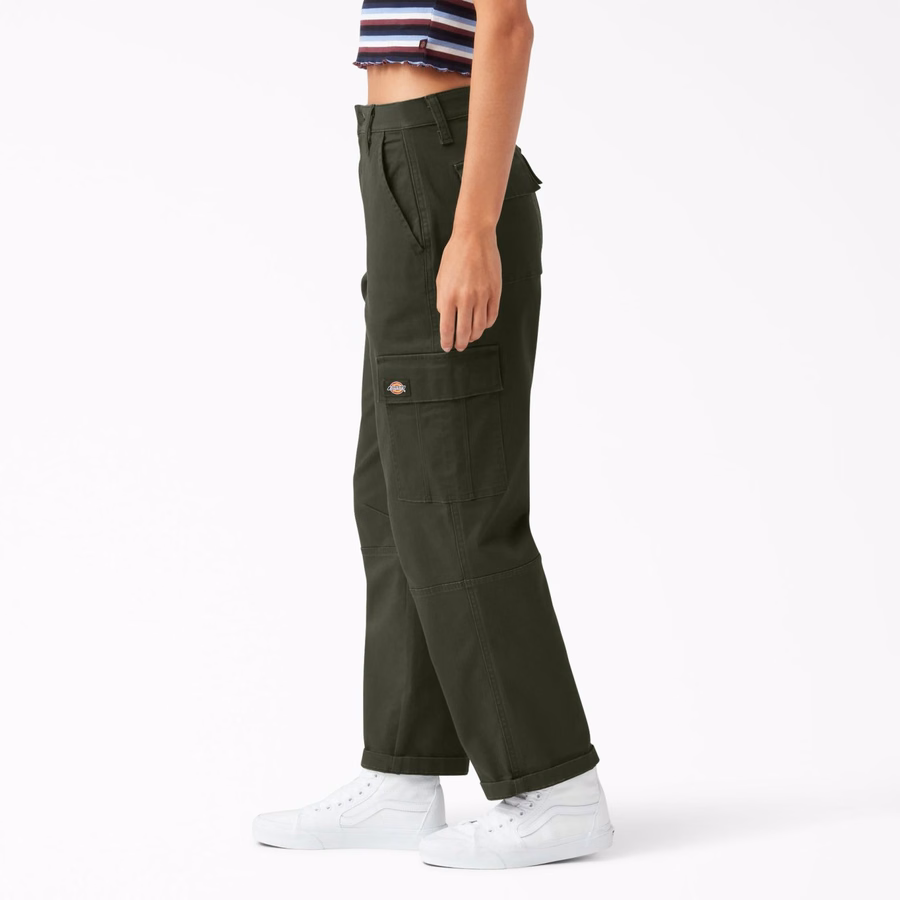 Pantaloni cargo crop cu croială relaxată pentru femei