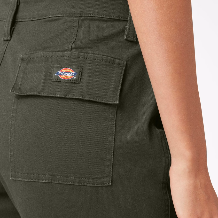 Pantaloni cargo crop cu croială relaxată pentru femei