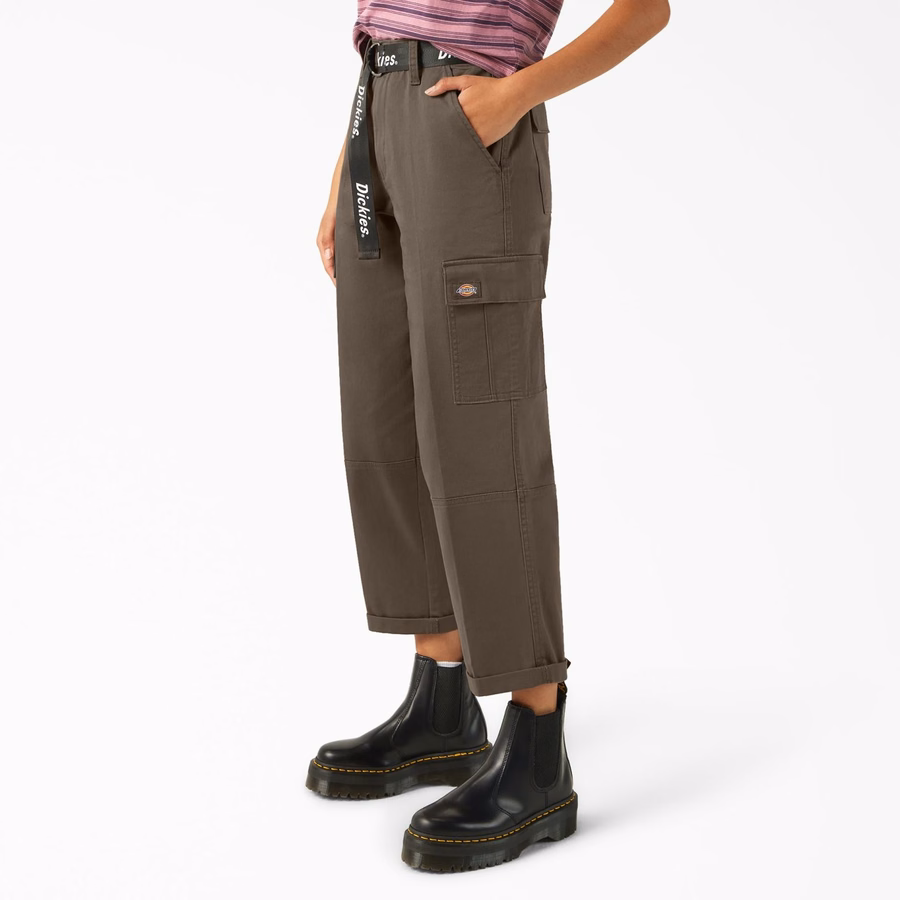 Pantaloni cargo crop cu croială relaxată pentru femei