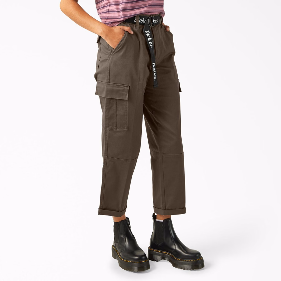 Pantaloni cargo crop cu croială relaxată pentru femei