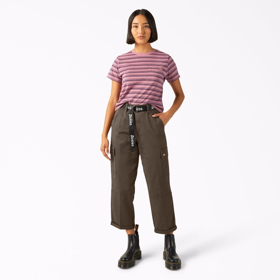 Pantaloni cargo crop cu croială relaxată pentru femei