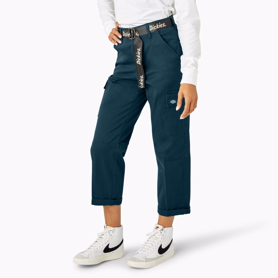 Pantaloni cargo crop cu croială relaxată pentru femei