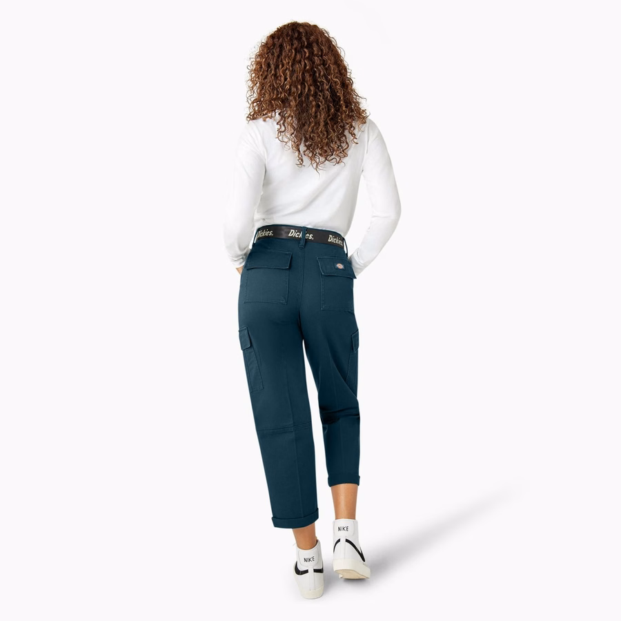Pantaloni cargo crop cu croială relaxată pentru femei