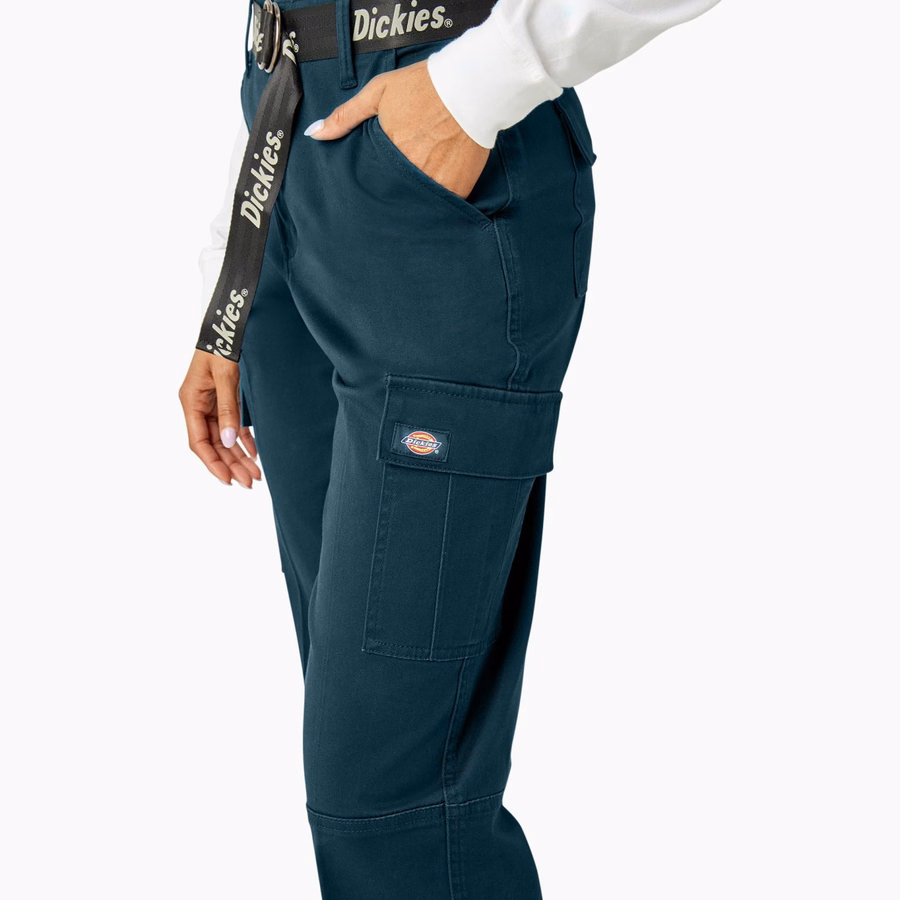 Pantaloni cargo crop cu croială relaxată pentru femei