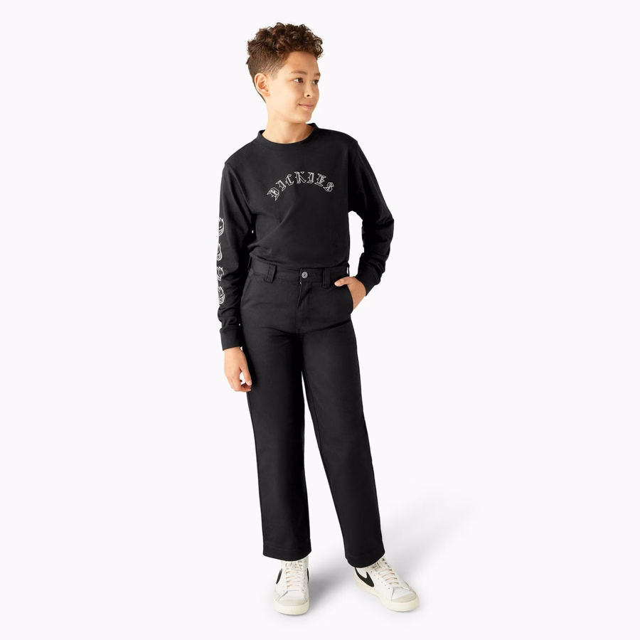 Pantaloni Dickies X Spitfire pentru copii cu manșete din flanel