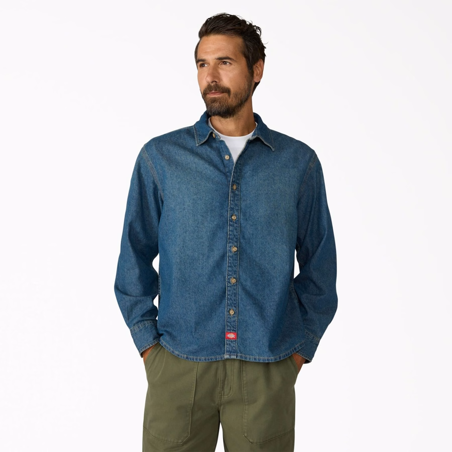Cămașă ușoară din denim cu mânecă lungă