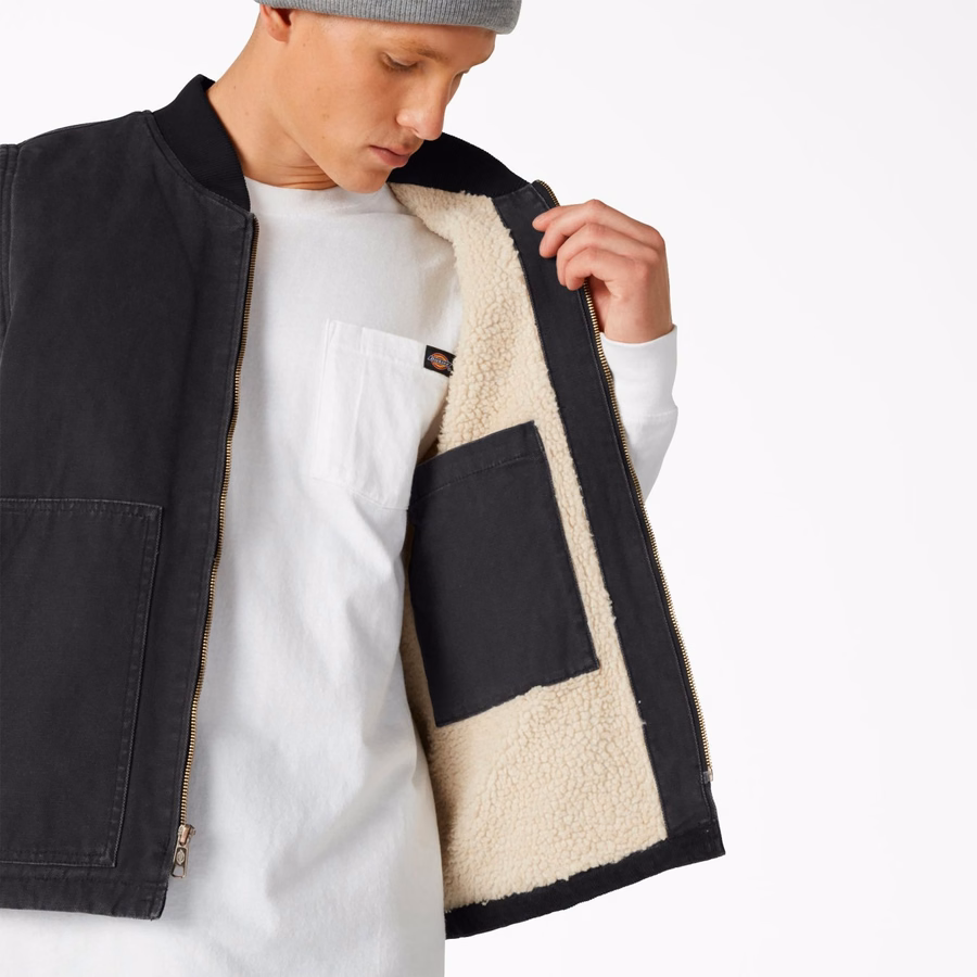Vestă cu căptușeală din fleece Stonewashed Duck, cu fir lung