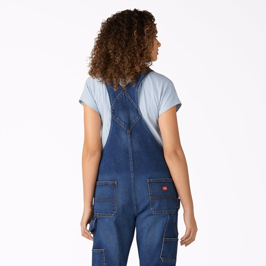 Salopetă tip biberoane din denim pentru femei, tip boyfriend fit