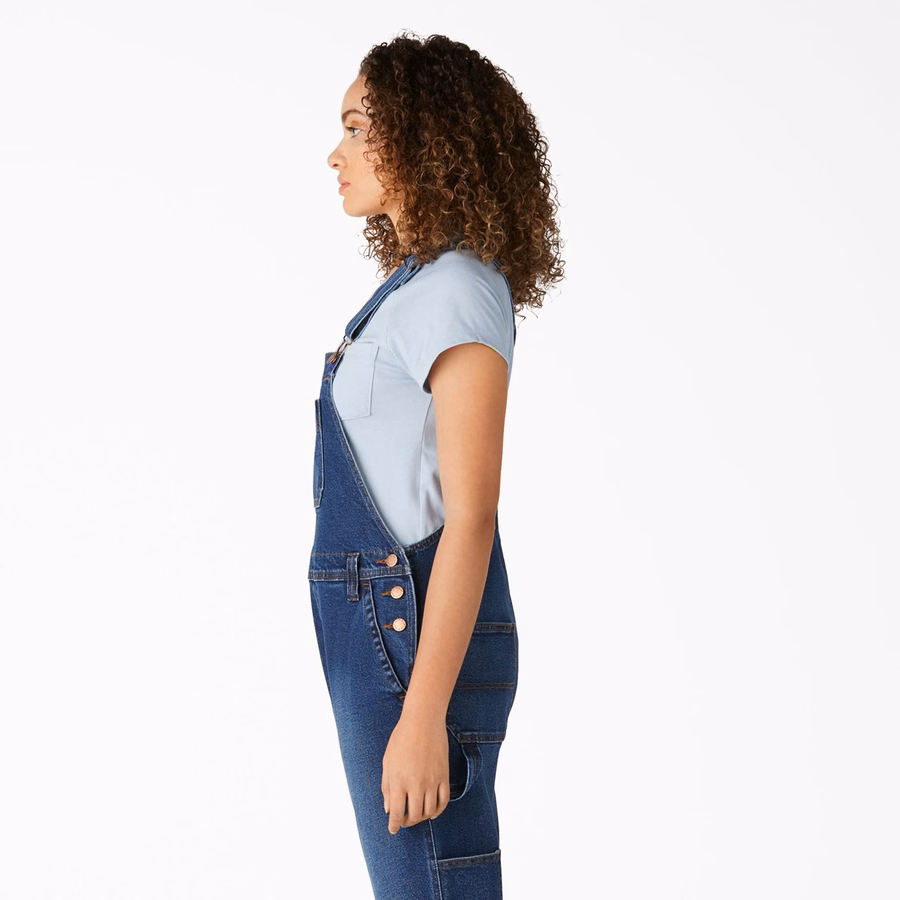 Salopetă tip biberoane din denim pentru femei, tip boyfriend fit