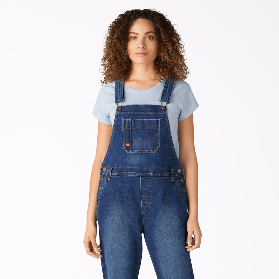 Salopetă tip biberoane din denim pentru femei, tip boyfriend fit