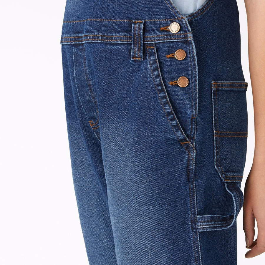 Salopetă tip biberoane din denim pentru femei, tip boyfriend fit