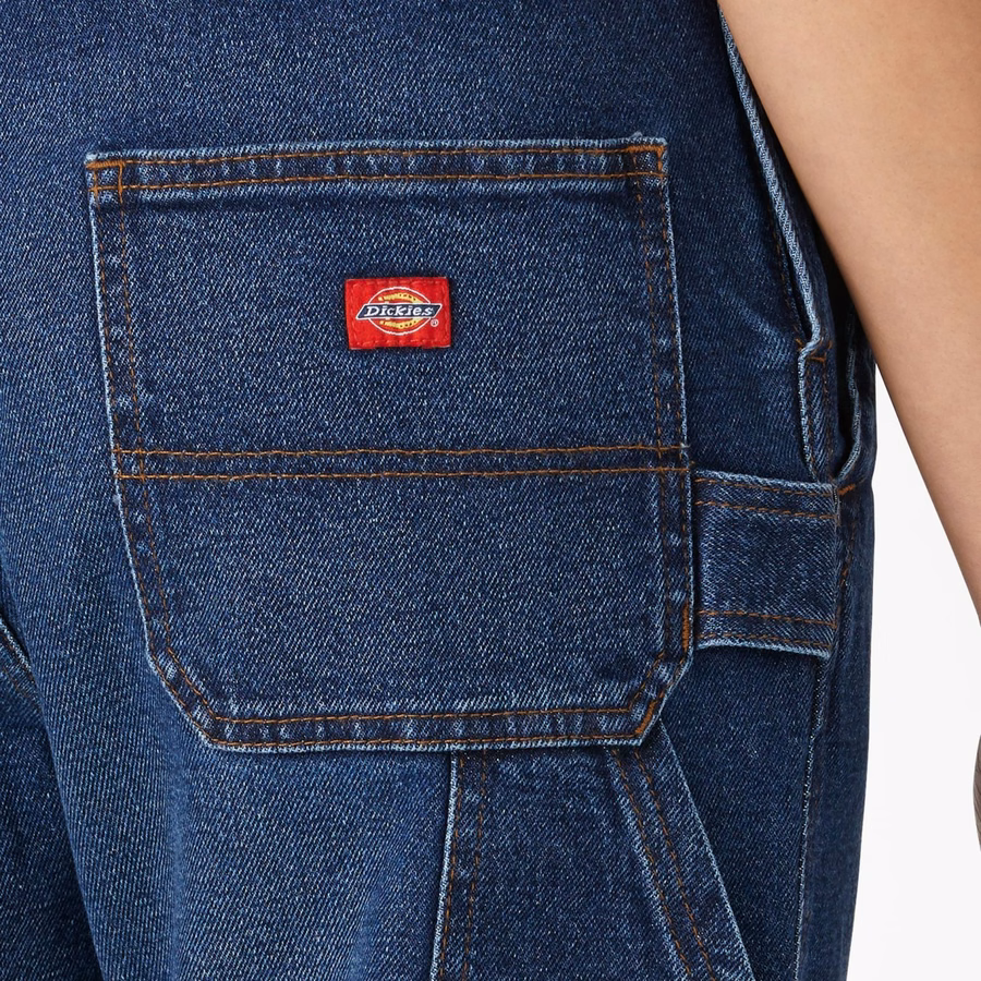 Salopetă tip biberoane din denim pentru femei, tip boyfriend fit