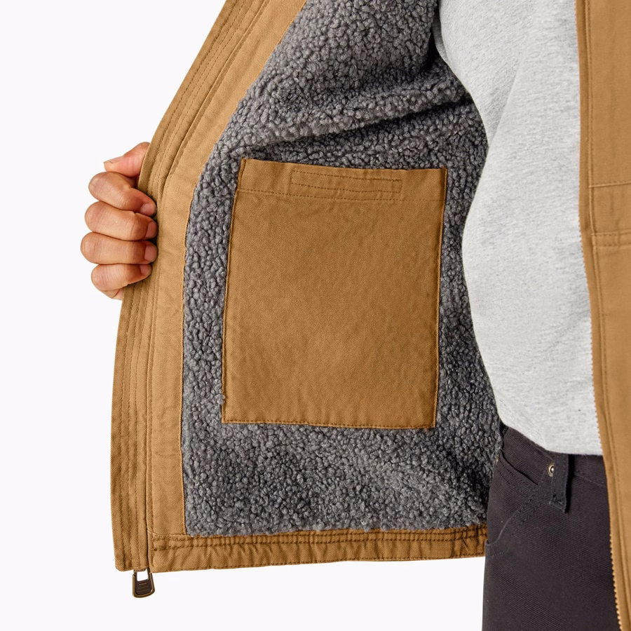 Jachetă Duck Canvas cu fir lung și căptușită cu fleece