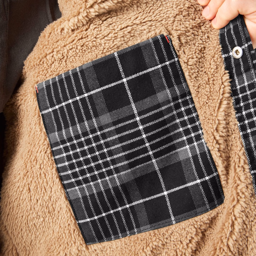 Jachetă tip cămașă din flanel, hidrofugă, căptușită cu fleece