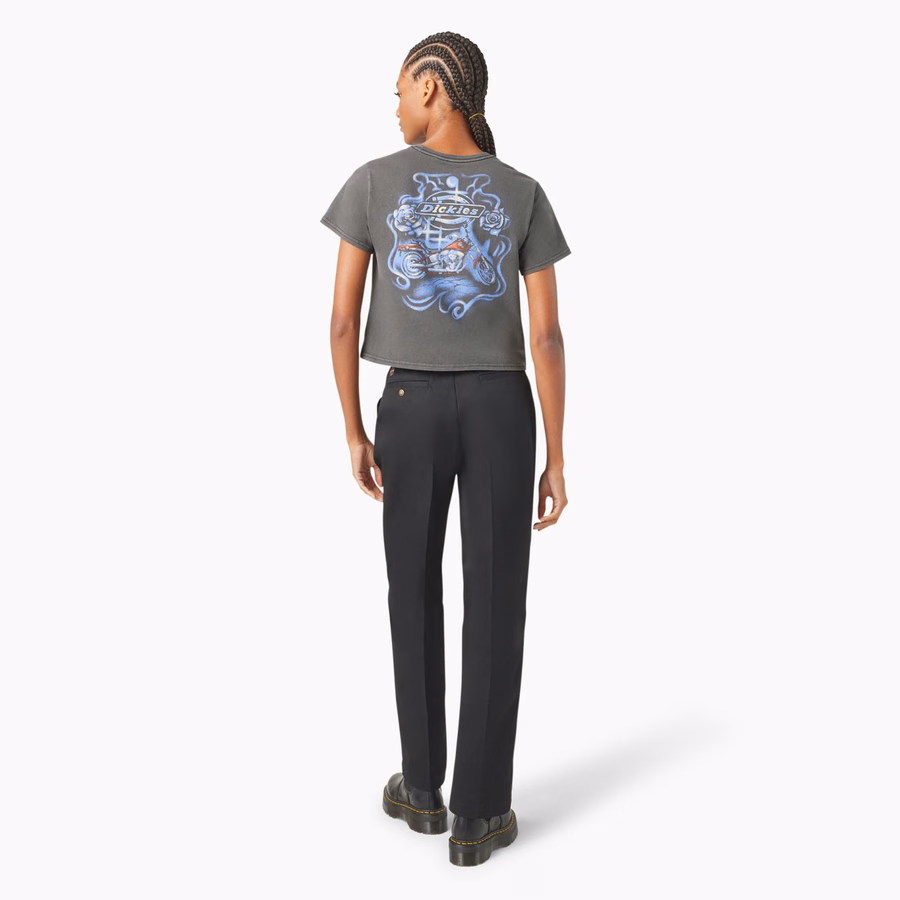 Tricou scurt Dickies x Harley-Davidson pentru femei, model vintage Softail