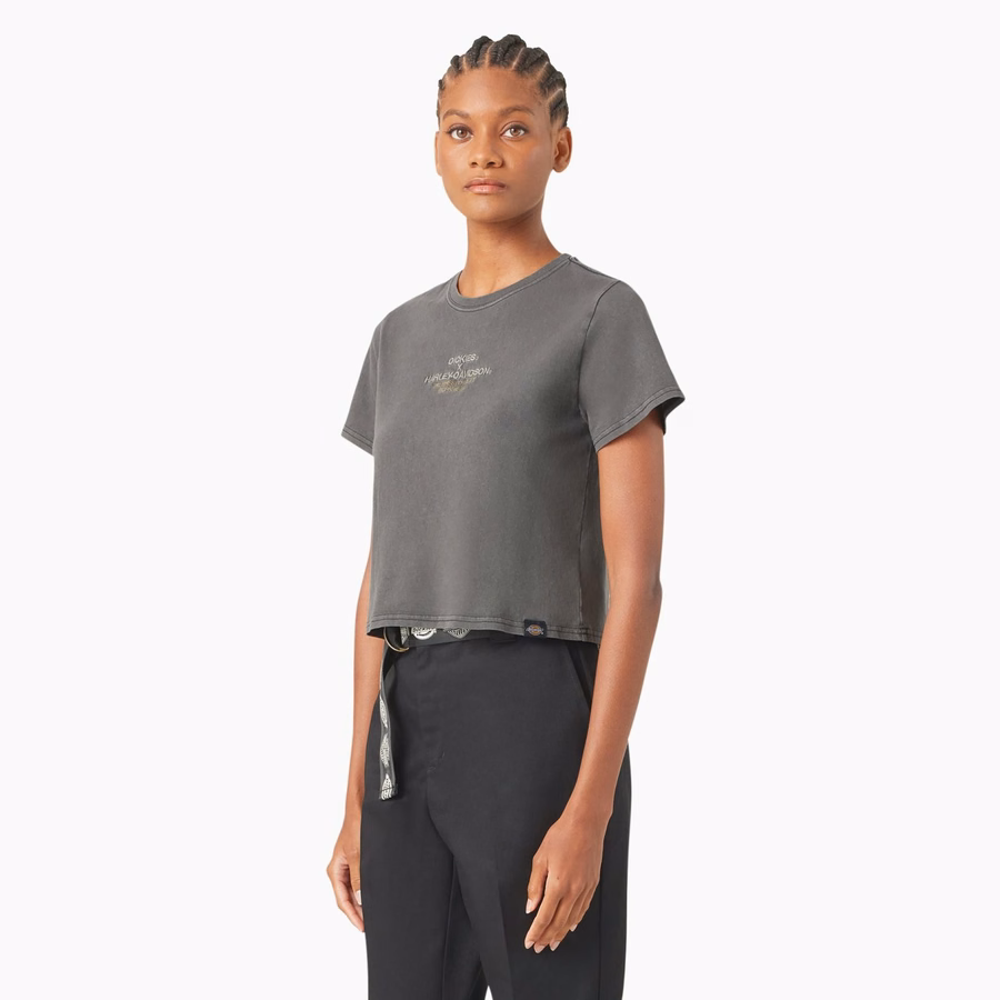 Tricou scurt Dickies x Harley-Davidson pentru femei, model vintage Softail
